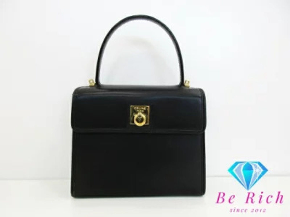 Celine Handbag shoulder bag black leather hand carry party